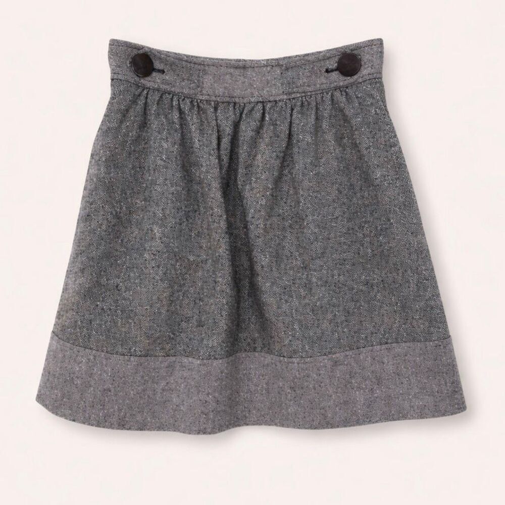 Tibi Gray High-Waisted A-Line Skirt Size 2 Wool Blend